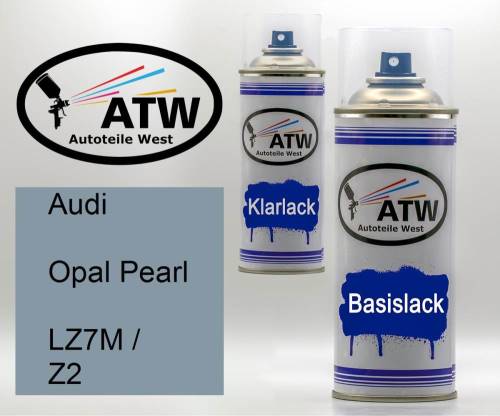 Audi, Opal Pearl, LZ7M / Z2: 400ml Sprühdose + 400ml Klarlack - Set, von ATW Autoteile West.